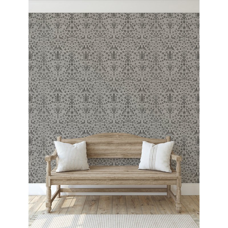 Yuki Osada Damask Wallpaper Double Roll, Gray