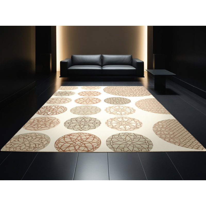 Machine Washable Bensonhurst Casual Moroccan Rug in Beige – Beige Binding, 6' Square