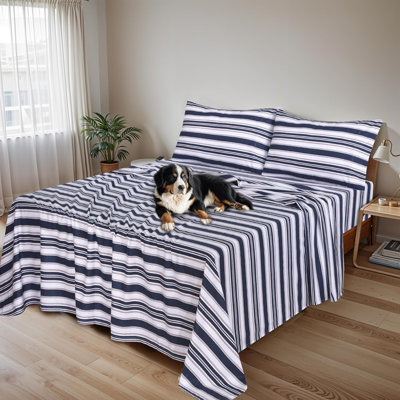 Ensemble de draps en flanelle 100% coton, 4 pièces, draps d'automne chauds et douillets de 16 po