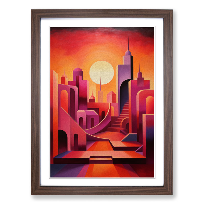 Single Picture Frame Print on Wood, Walnut Framed, 46cm H x 34cm W