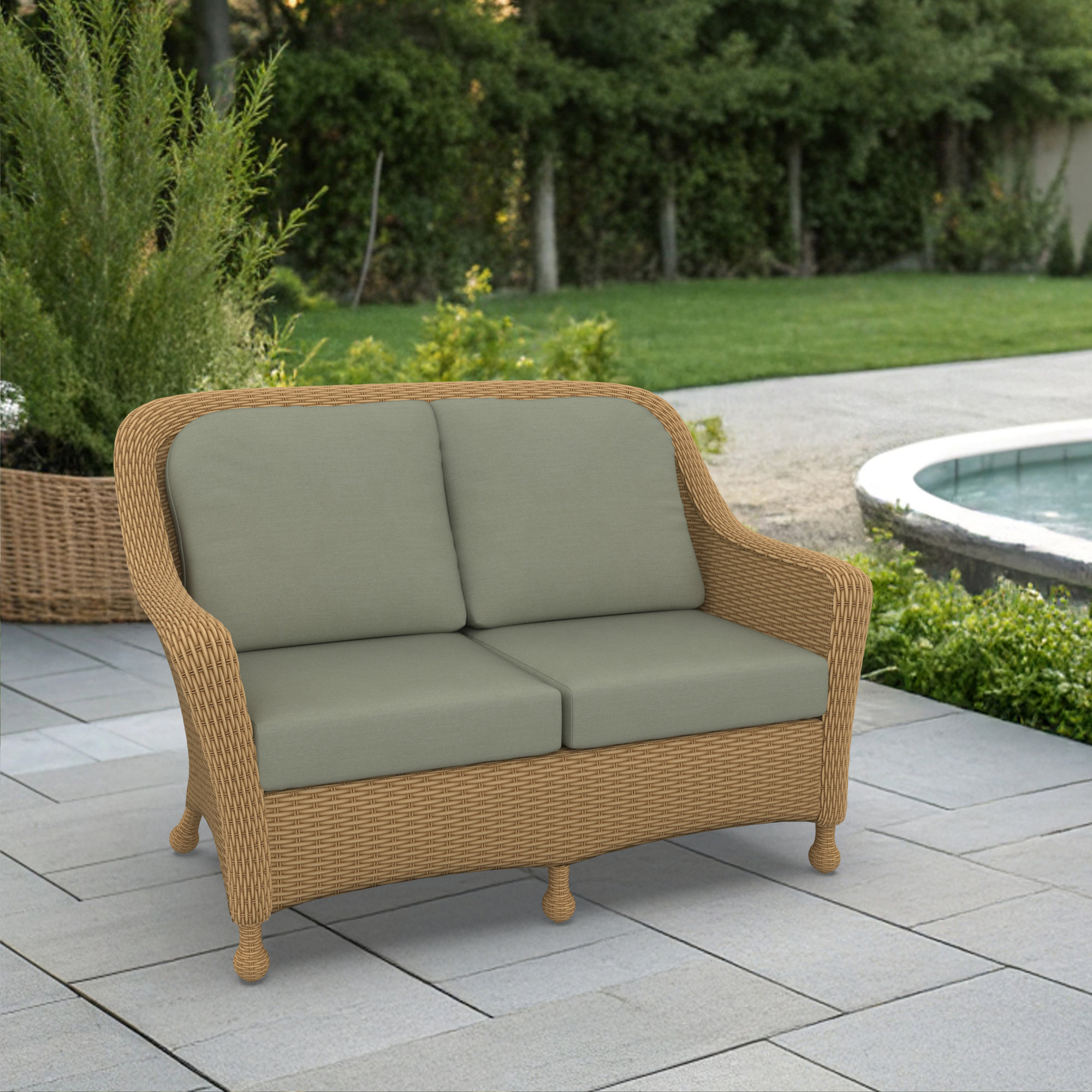 Amala Indoor/Outdoor Sunbrella® Loveseat Cushion, Sunbrella Canvas Seasalt