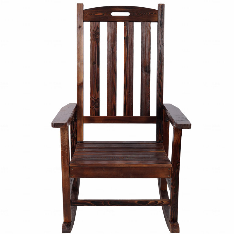 Outdoor Patio Rocker Chair, Oversized Porch Rocker With Wide Seat And Tall Backrest, High Back Smooth Rocking, Brown
