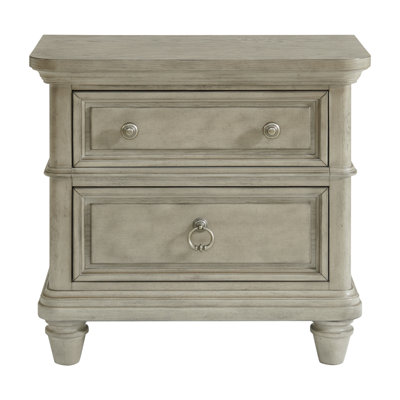 Alcott Hill® Darothy 2-Drawer Nightstand with USB in Light Grey