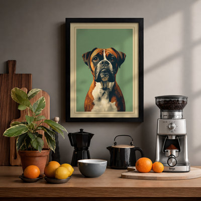 Boxer Portrait Modern - Framed Print