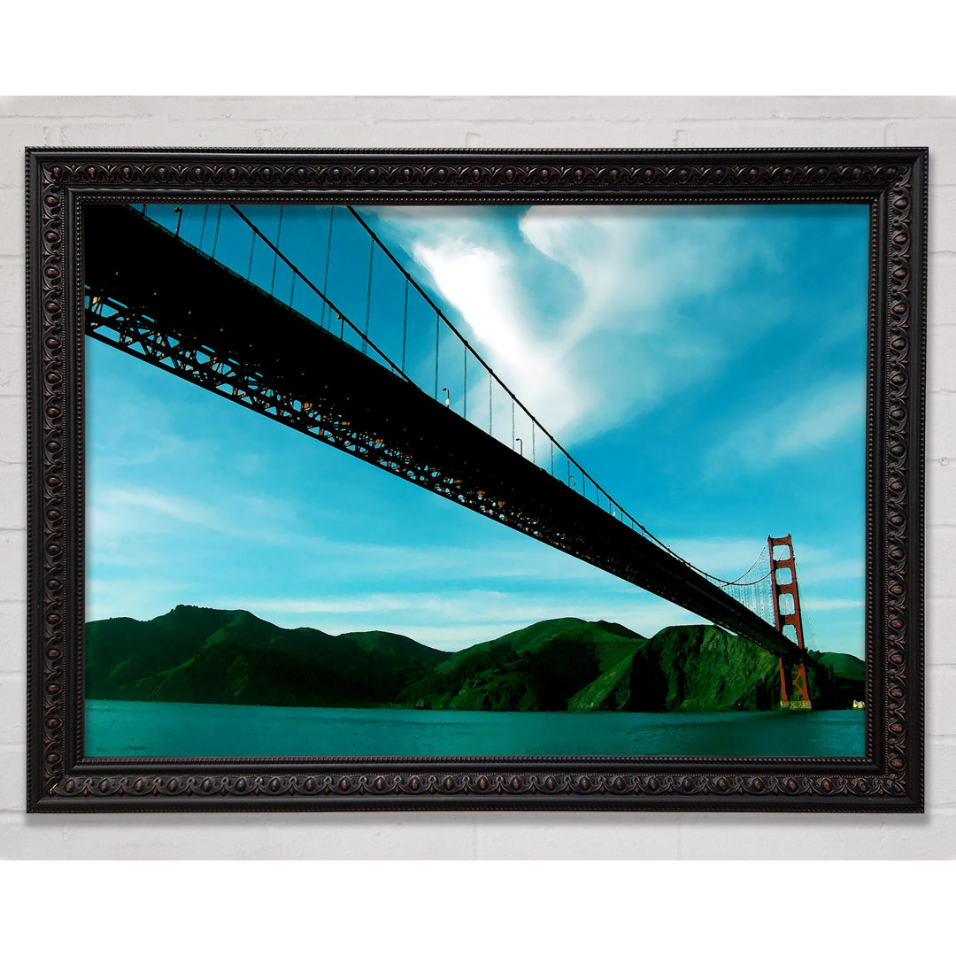 San Francisco Silveren Gate Bridge Blue View - Einzelner Bilderrahmen Kunstdrucke