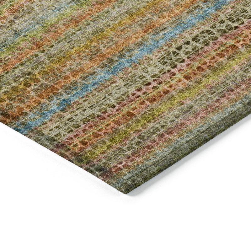 Machine Washable Indoor/Outdoor Oden ACN2155 Striped Rug, Rectangle 5 pi x 7 pi 6 po
