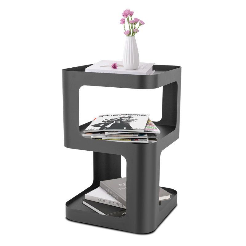 Bertile Steel Top End Table, Matte Black