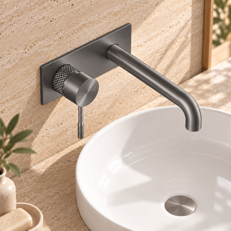  Madrid Wall Mounted Mono Basin Mixer, Gun Metal