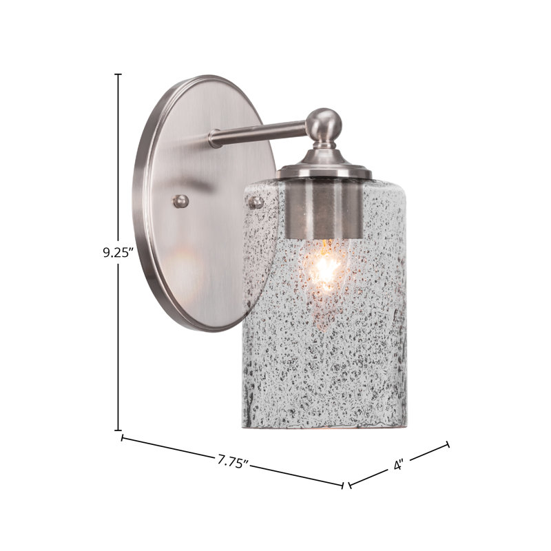 Applique murale Aitkens montrée avec verre à bulles 4 po, Nickel brossé