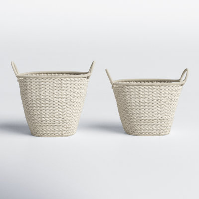 Cotton Fabric Handmade Decorative and Functional Storage Basket with Handles