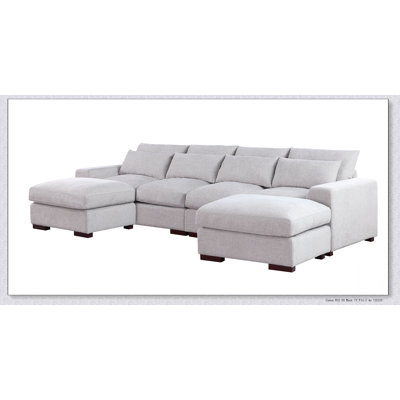 Tatman Linen Blend Sectional With 2 Ottomans