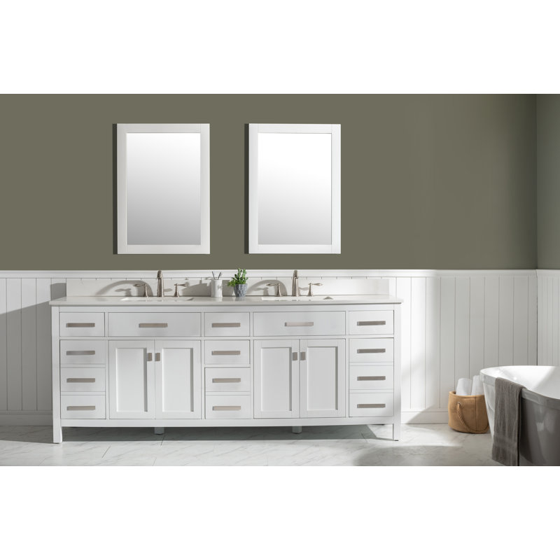 Ensemble de meuble-lavabo double 84 po Binion, Blanc