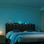 Tête de lit tapissier entièrement rayée avec lumières DEL et rangement Aurora, hauteur réglable pour matelas de 8 à 14 pouces-409080630-409080628