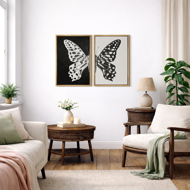 Art mural noir et blanc, images murales neutres modernes, impression sur toile encadrée 2 pièces, 16 x 24 x 2, 24 x 36 x 2