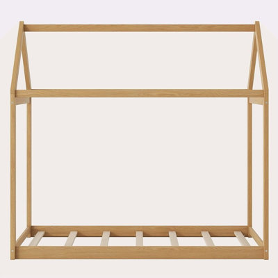 Twin Size Wooden House Bed, Wood Color