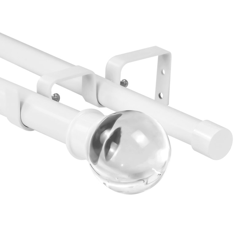 Tringle à rideaux double Coto, H 1 po x l 120 po x P 1 po, Blanc