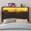  Tête de lit très grand avec rangement, hauteur réglable, tête de lit tapissier en velours avec lumières à DEL et station de charge, tête de lit autoportante moderne, facile à assembler, noir-984896307-984896310