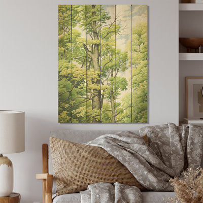 American Basswoods Breeze - Tree Amercian Basswood Wood Art On Natural Pine Wood