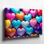 Toile un motif vibrant et fantaisiste avec un tableau d'art mural brillant de cœurs colorés de différentes tailles et nuances, y compris l'art mural sur toile-1408968751