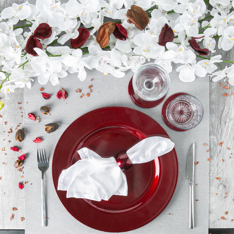 Argon Tableware - Metallic Charger Plates Set - 18 Pieces, Dark Red