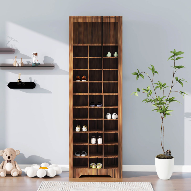 Console 30 casiers, armoire à chaussures haute avec capacité de rangement multiple, armoire haute autoportante polyvalente pour le couloir, la chambre à coucher