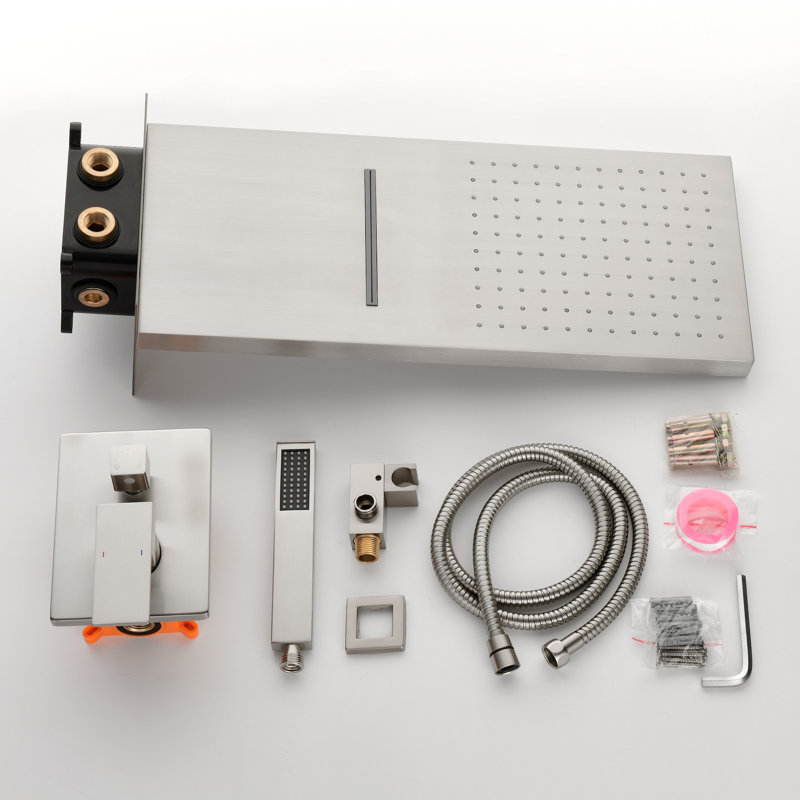 Pressure Balanced Complete Shower System with Rough-in Valve, Brushed Nickel