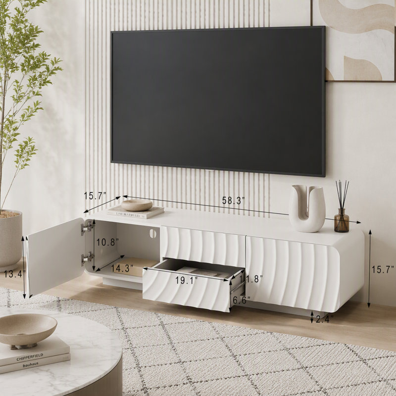 Meuble télé 58 po, Blanc