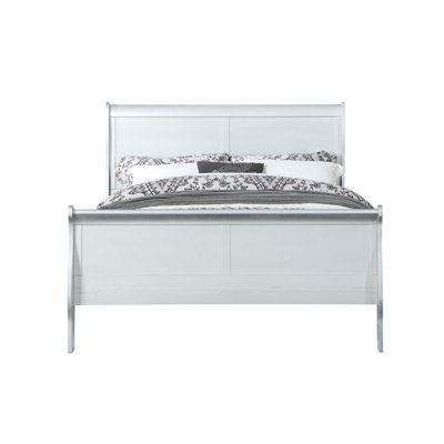 Lit simple fini platine, pin massif, placage de gomme et panneaux de particules, courbes élégantes, profil bas, 3 lattes robustes, sans rangement, gris argenté, 216 cm L x 104 cm P x 119 cm H, 21 kg. Lit charmant dans -