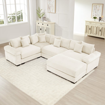 Canapé modulaire surdimensionné surdimensionné en nuage, canapé modulaire convertible, accoudoirs très épais avec repose-pieds