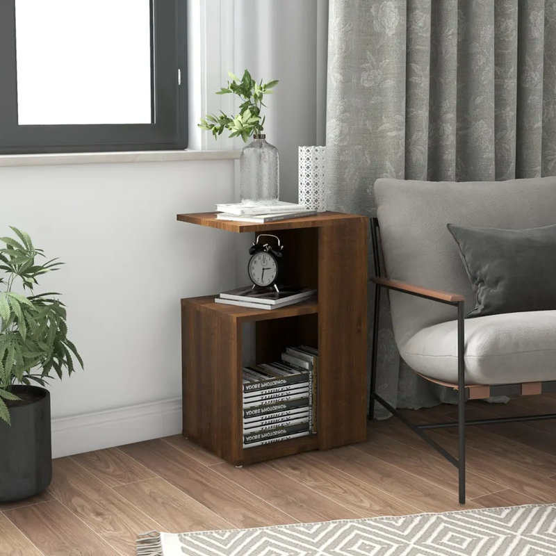 Gnni Floor Shelf End Table, Grey Sonoma, Grey Sonoma