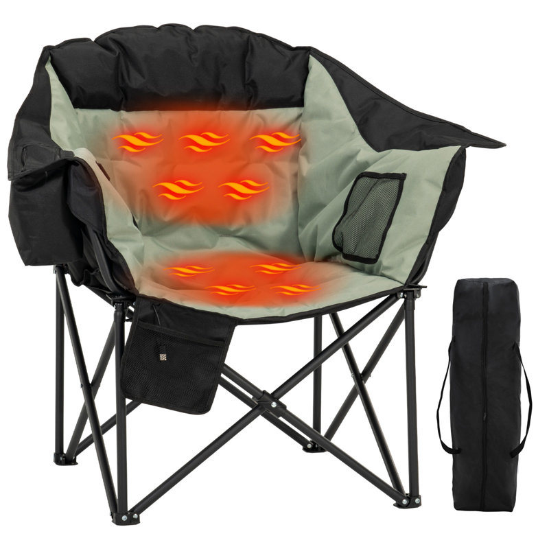 Chaise de camping chauffée surdimensionnée avec 3 niveaux de chaleur, chaise chauffante pliante portative, chaise d'extérieur