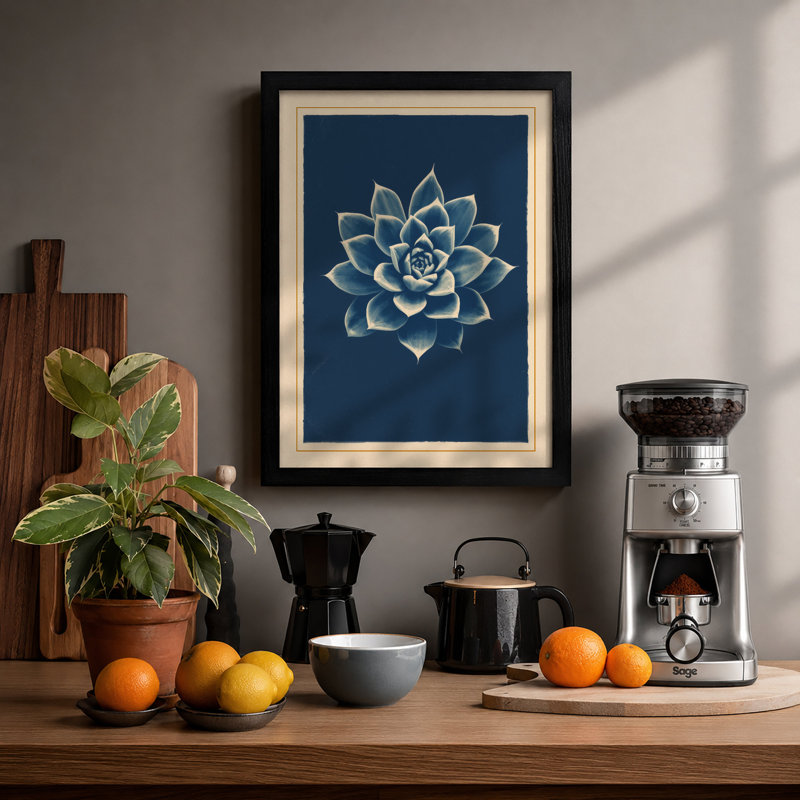 Geometric Succulent Botanical - Print, Black, A4 - 29.7 x 21.0 cm