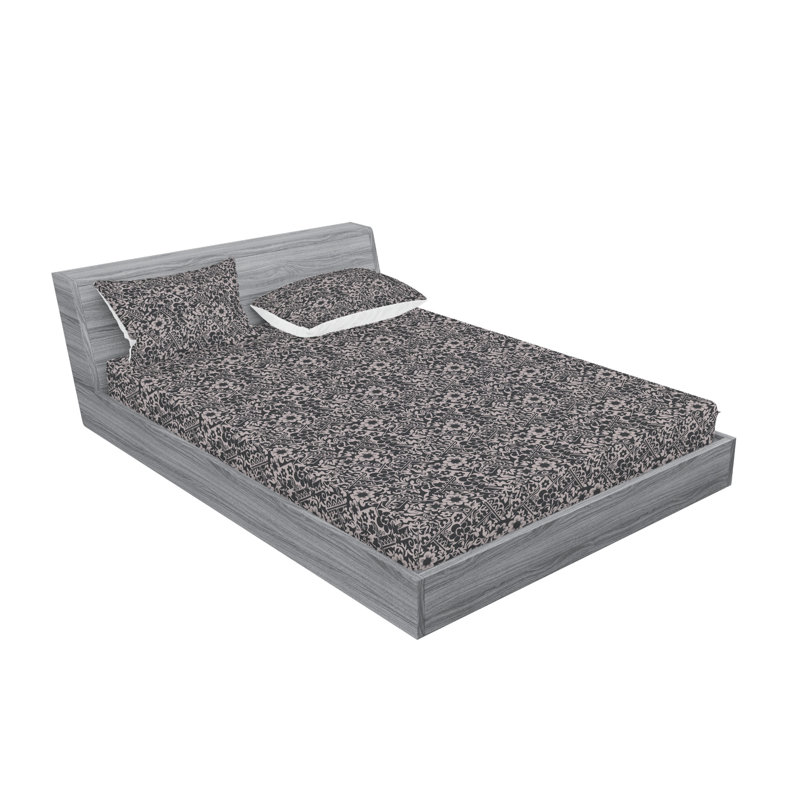 Drap-housse et taies décoratives 3 pièces Ambesonne, Gris pâle, gris anthracite, gris / floral