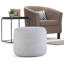 Pouf rond 20 po en coton bleu clair et blanc