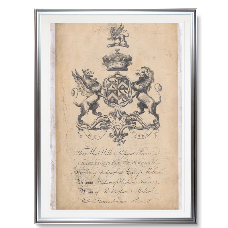«Peerage of England VI», art textuel, H 24 po x l 20 po x 1,5 po, Cadre argenté