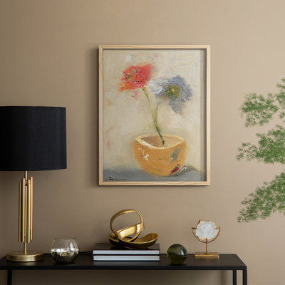 Teacup Flowers Framed Print - Solid Wood