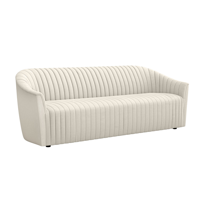 Canapé à accoudoirs évasés 90 po Channel, Perle 100% polyester