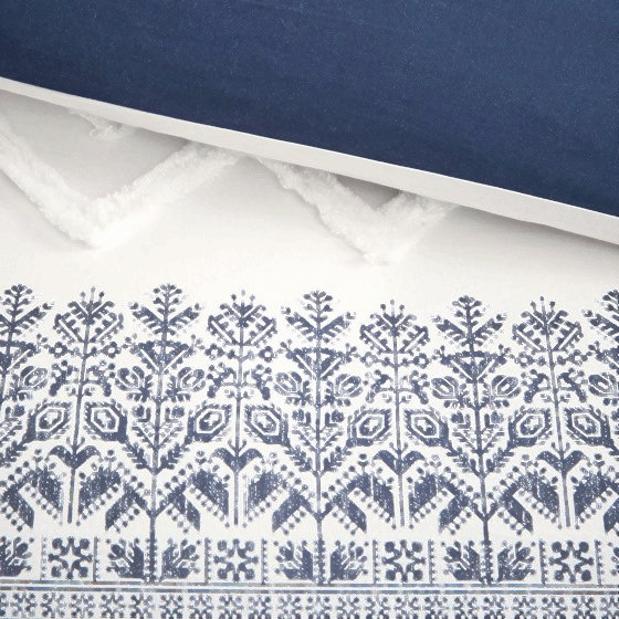Ensemble de housse de couette 3 pièces en coton King/Cal King avec capitonnage en chenille