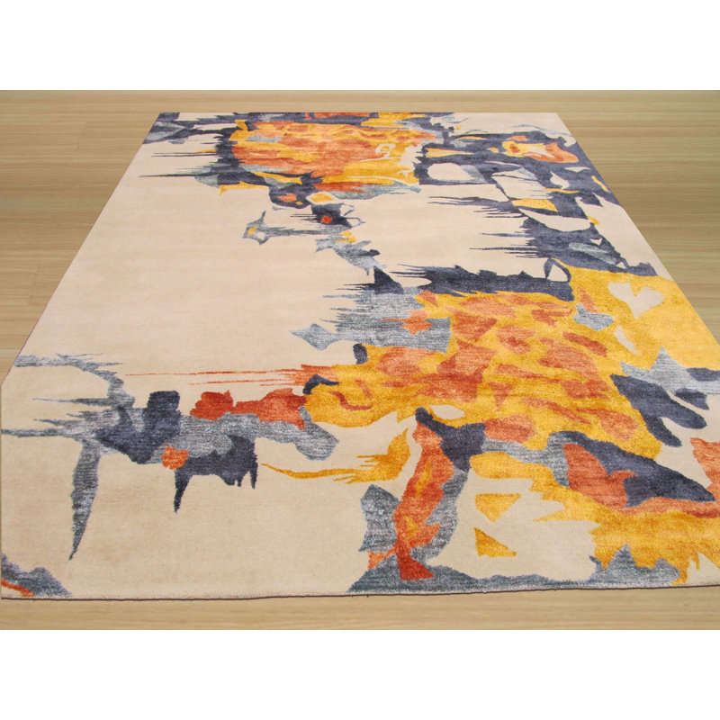 Hand Tufted Wool Geometric Area Rug, 9' x 12'