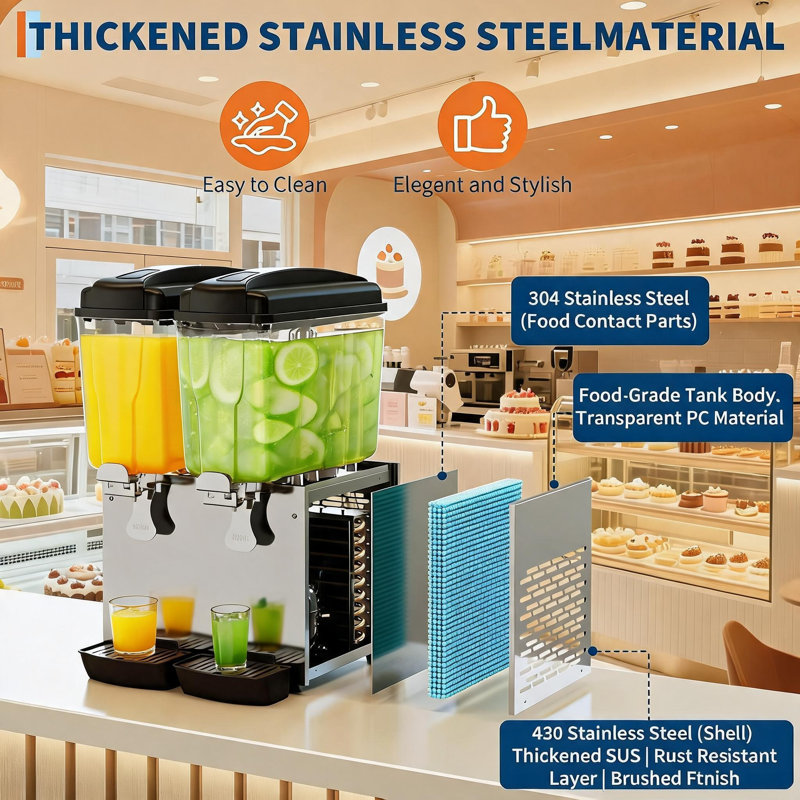 19 QT Commercial Beverage Dispenser, 2 Tanks