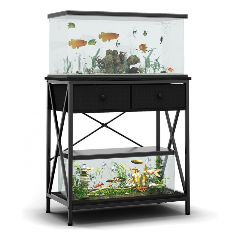 Aquarium Stand Metal Fish Tank Stands with Cabinet for Accessories Storage, 29 Gallon 31.8"H x 30.7"W x 16.5"D