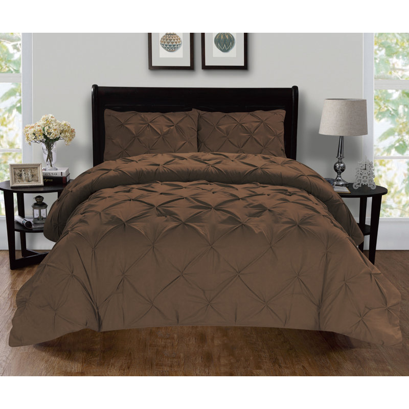 Polyester Satin Duvet Cover, Brown, Twin Duvet + 1 Sham