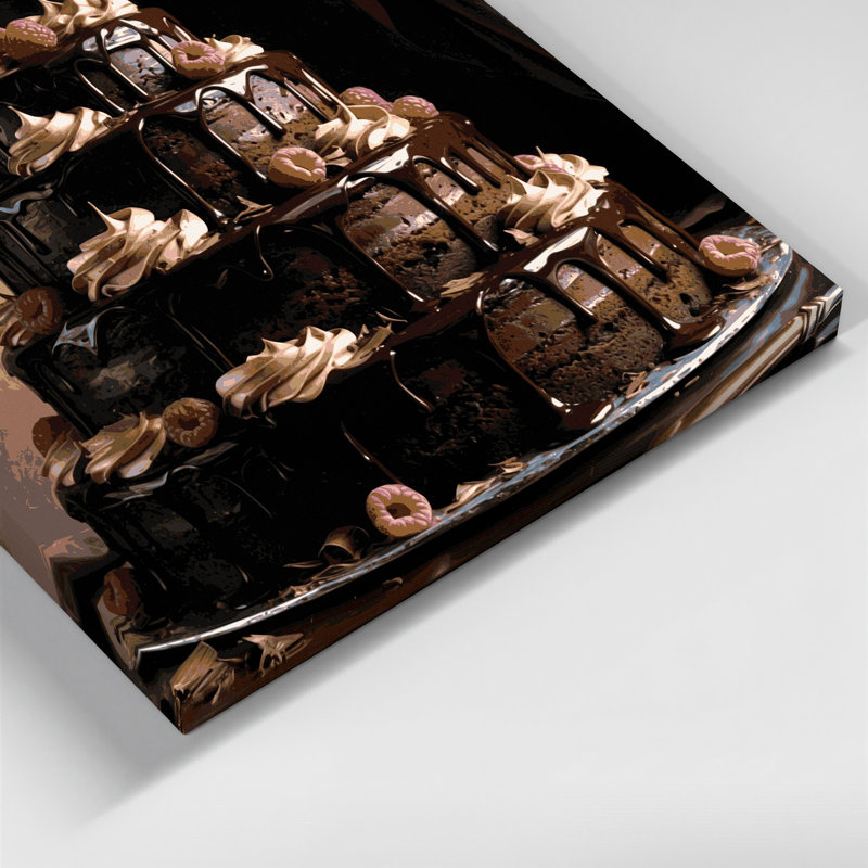 Desserts, gâteau au chocolat, art mural sur toile grise, H 11 po x l 14 po