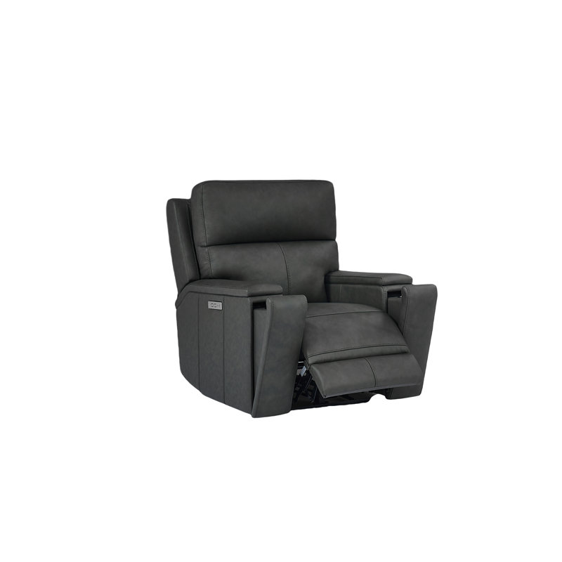 Fauteuil inclinable électrique en cuir fleur avec appui-tête réglable et zéro gravité, Gris