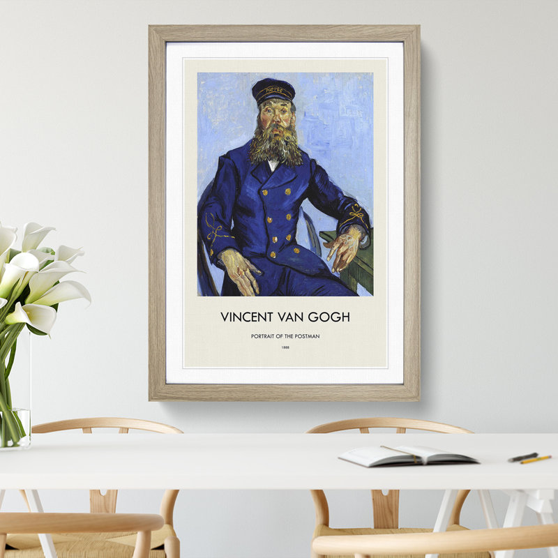 The Postman Joseph Roulin by Vincent Van Gogh - Picture Frame Painting, 48cm H x 36cm W x 2cm D, Oak Framed