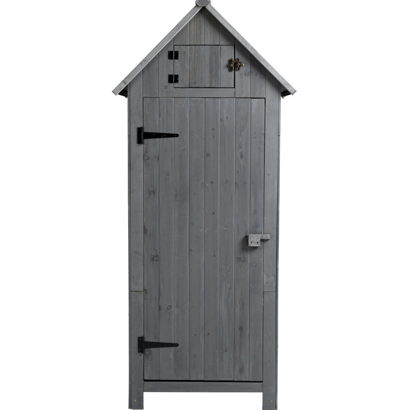 Outdoor Storage Tool Shed, Solid Wood Frame, Waterproof Asphalt Roof, Ample Space For Tools