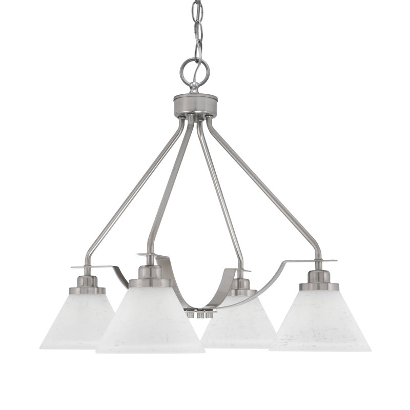 Lustre 4 lumières Odyssey Downown, Nickel brossé, Blanc
