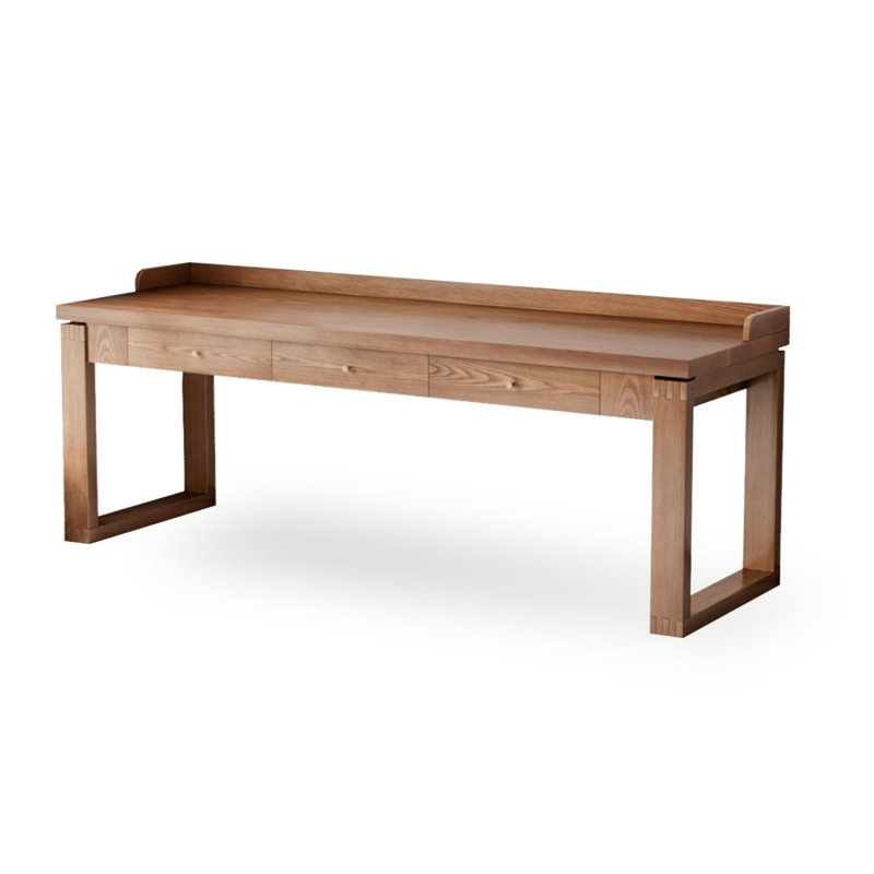 Bureau rectangulaire en bois massif avec tiroirs Walnut, H 29,53 po x l 70,87 po x P 23,62 po