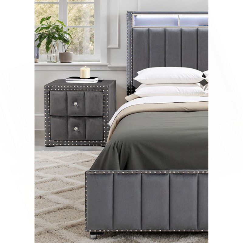Table de chevet 1pc, Gris foncé