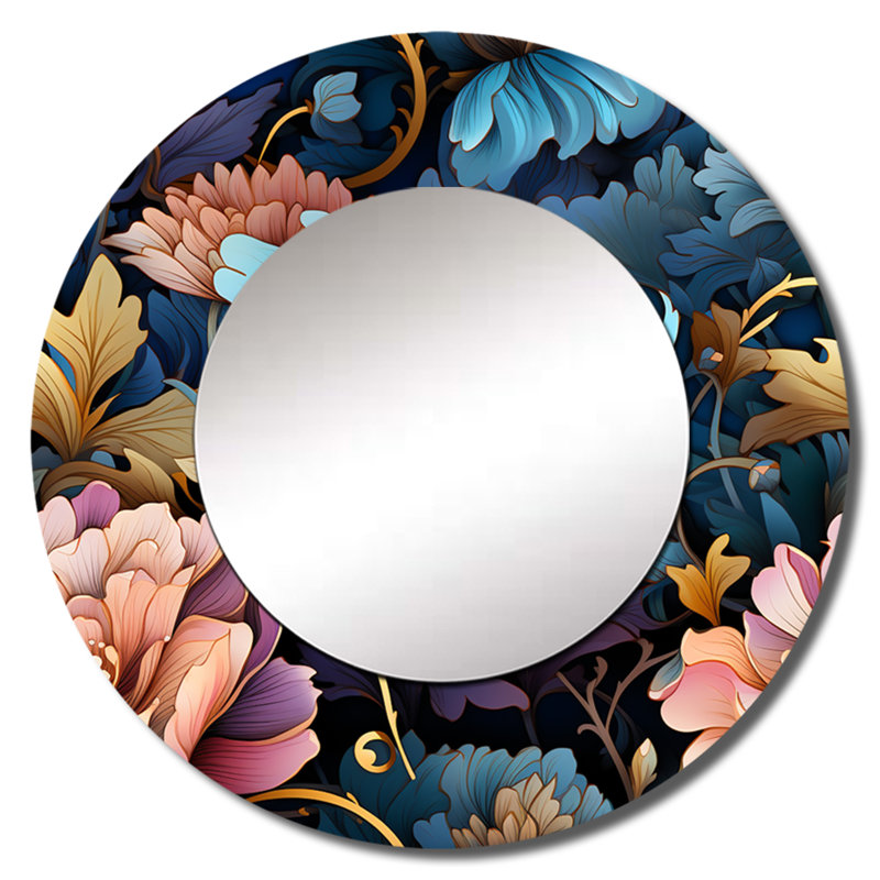 Victorian Nouveau Elegance Victorian Motif - miroir floral, miroir mural unique, impression sur métal, 23 po x 23 po, Rond